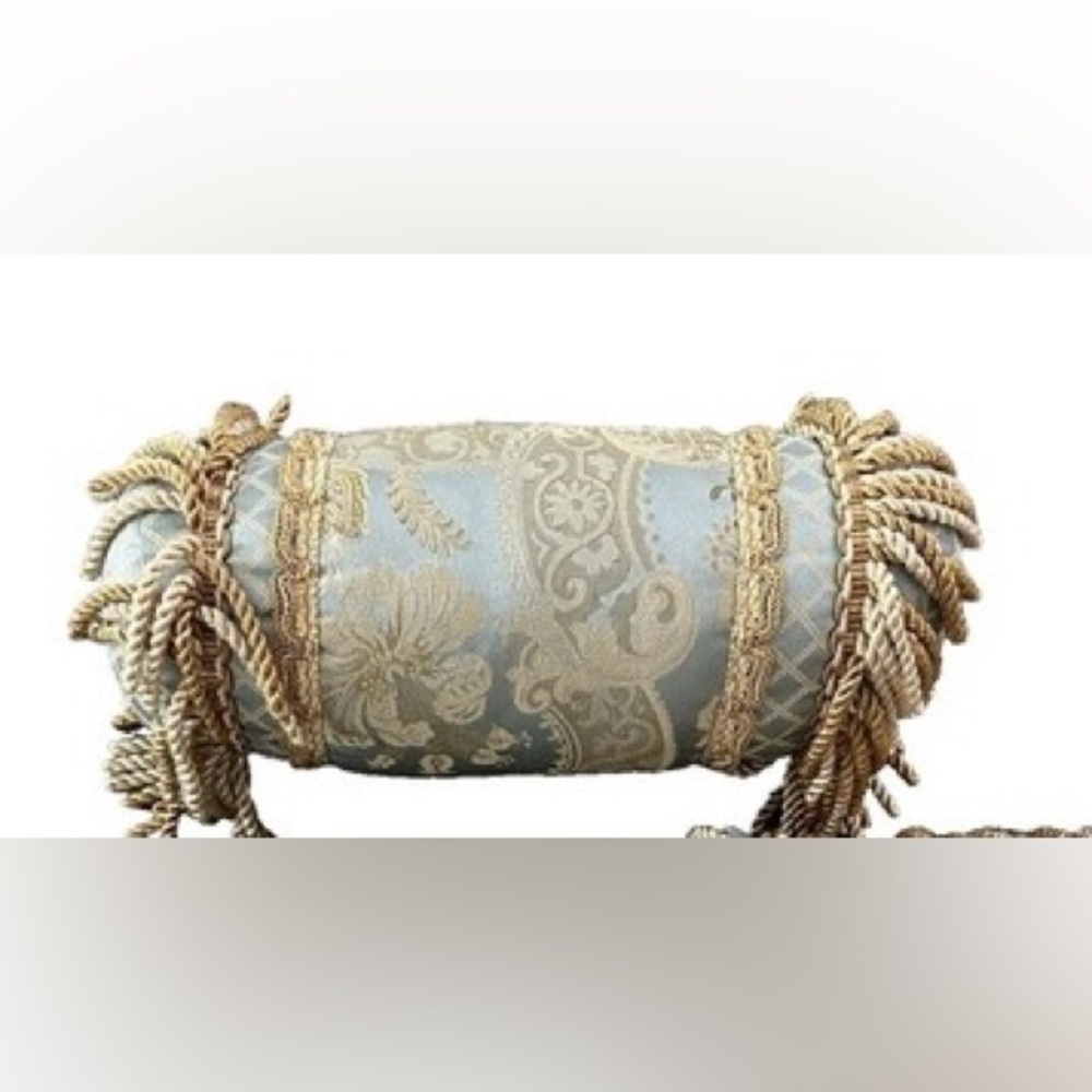 Croscill Napoleon Blue and Gold Decorative round Boudoir Pillow